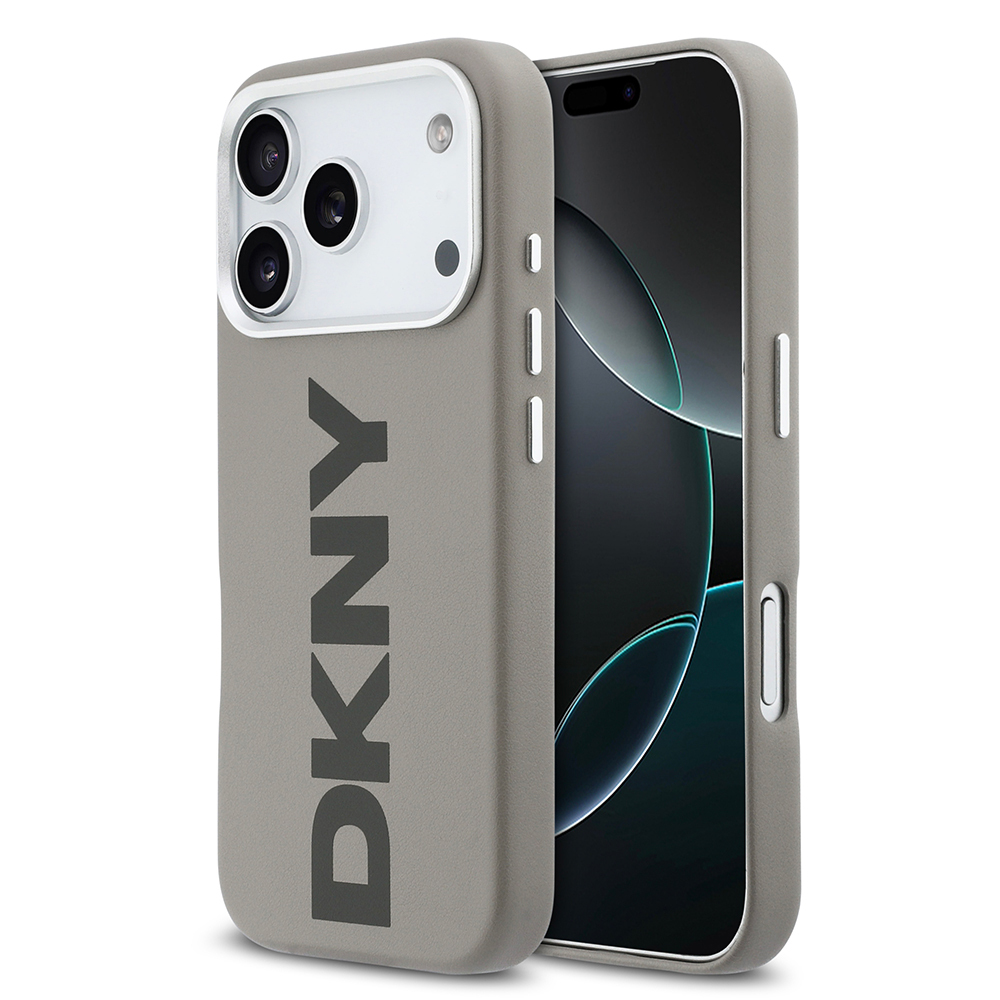 Apple iPhone 17 Pro Uyumlu Kılıf DKNY Orjinal Lisanslı M-safe Şarj Özellikli PU Büyük Dikey Logolu Kapak