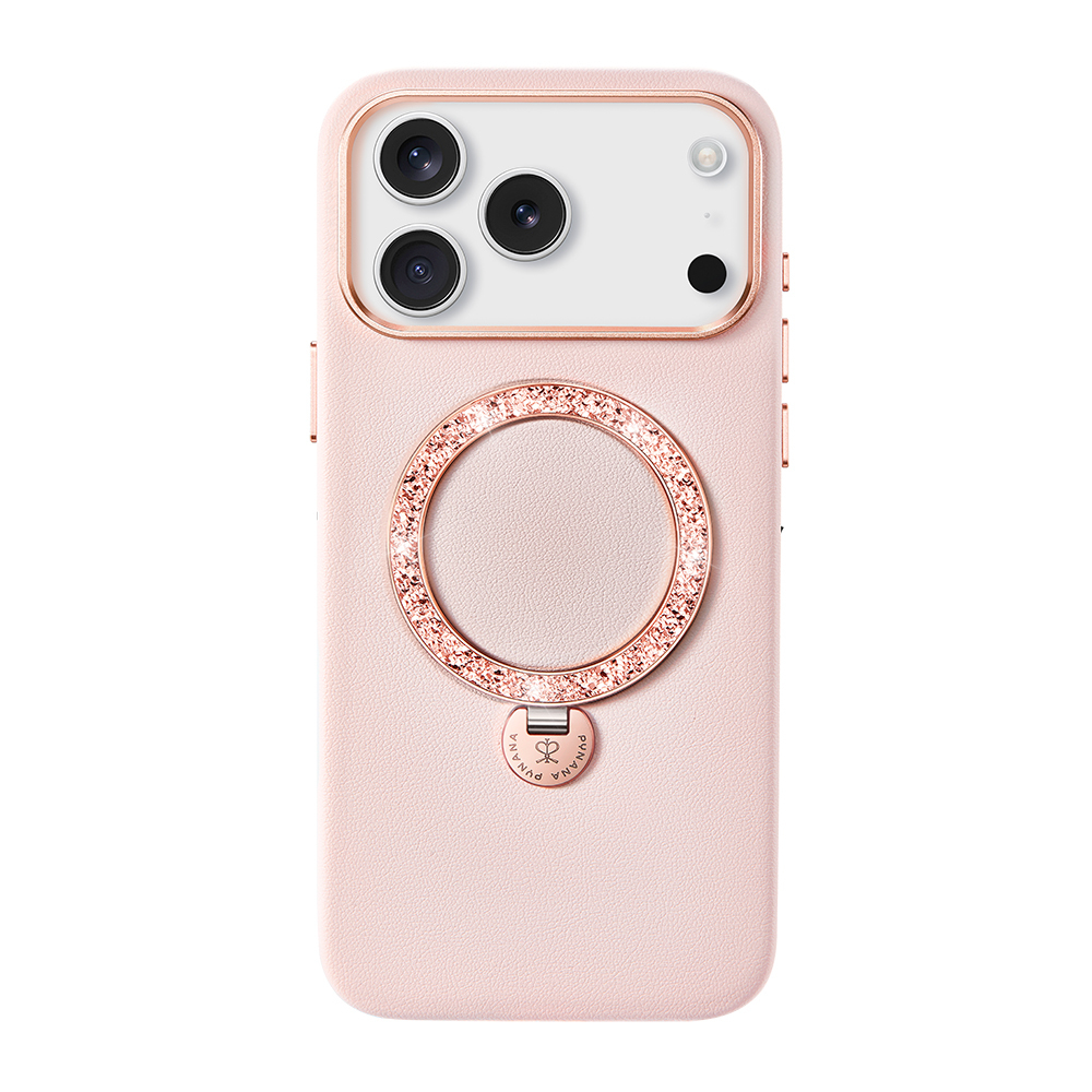 Apple iPhone 17 Pro Max Uyumlu Kılıf M-safe Şarj Özellikli Deri Tasarımlı Standlı Pynana Dancing Circle Luxury Serisi Kapak