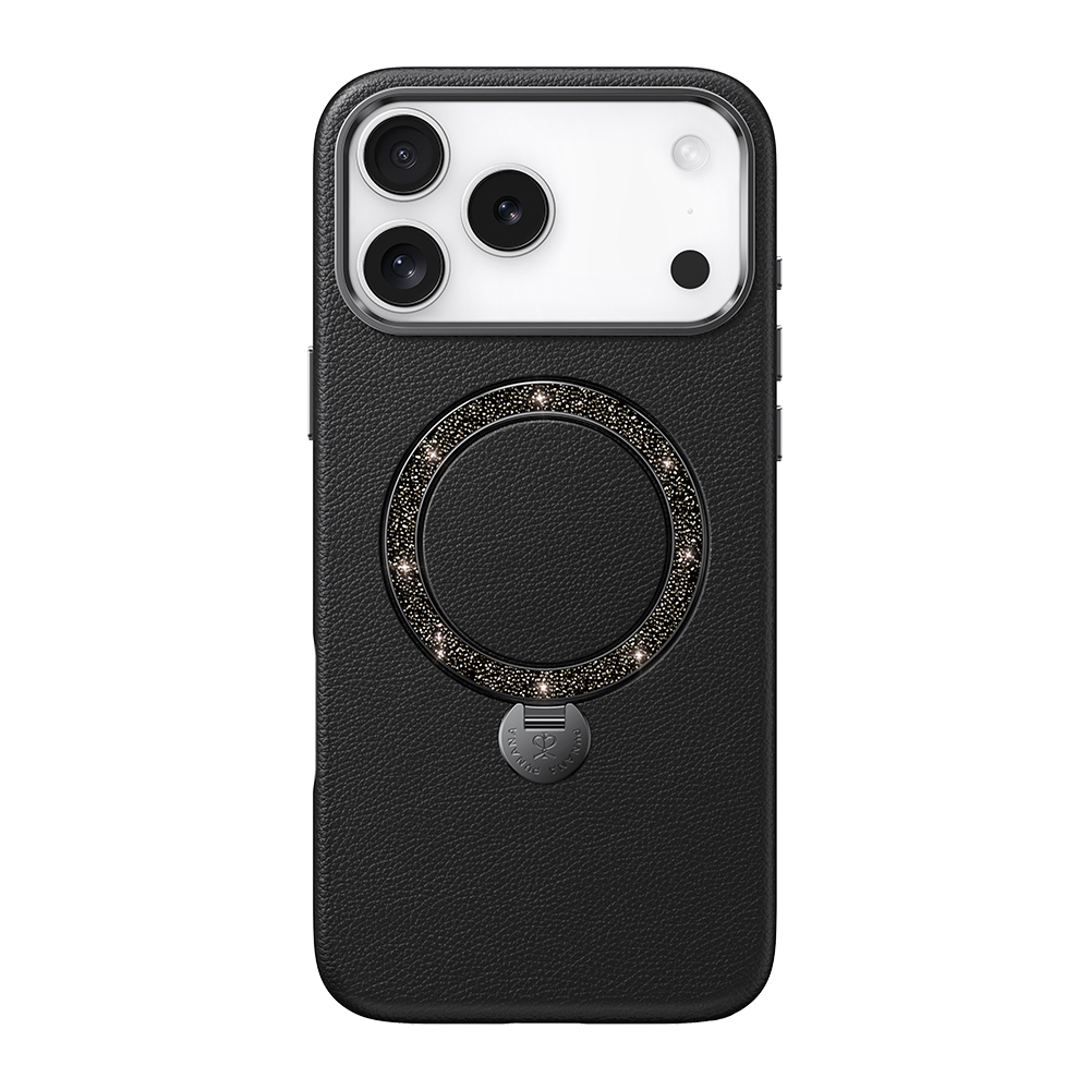 Apple iPhone 17 Pro Max Uyumlu Kılıf M-safe Şarj Özellikli Deri Tasarımlı Standlı Pynana Dancing Circle Luxury Serisi Kapak