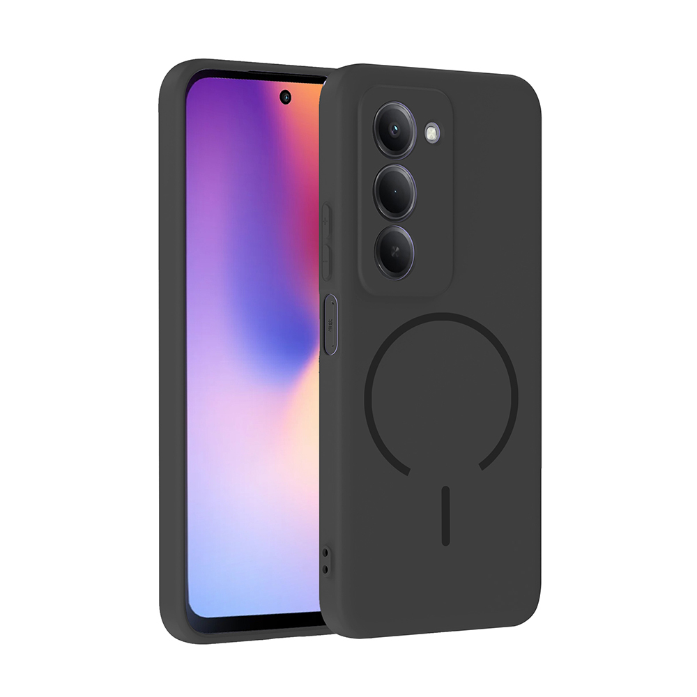 [RNZ-TA128816] Xiaomi Redmi 15 Uyumlu Kılıf M-safe Şarj Özellikli Zore Meta Kapak (Siyah)