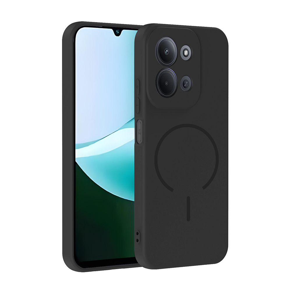 [RNZ-TA128823] Xiaomi Redmi 15C Uyumlu Kılıf M-safe Şarj Özellikli Zore Meta Kapak (Siyah)