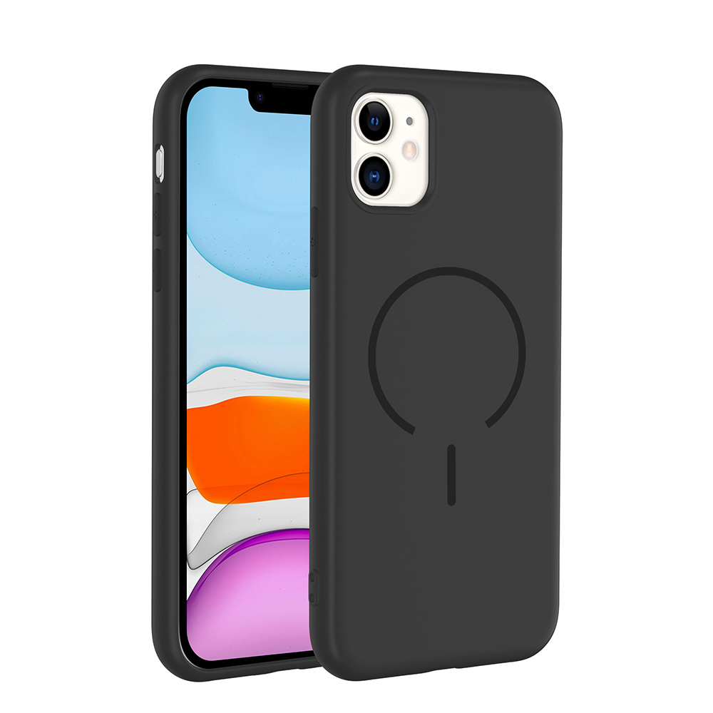[RNZ-TA129019] Apple iPhone 11 Uyumlu Kılıf M-safe Şarj Özellikli Zore Meta Kapak (Siyah)