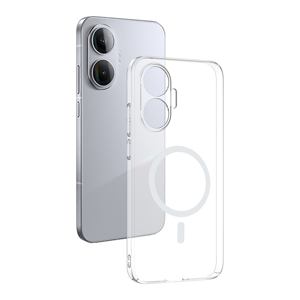 Xiaomi Poco F7 Pro Uyumlu Kamera Korumalı M-Safe Şarj Özellikli Şeffaf Zore London Sert PC Kapak