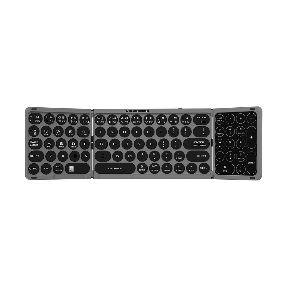 [RNZ-TA129133] Lenyes WK110 Sessiz Tuş Tasarımlı Num Touch Pad Özellikli Katlanabilir Bluetooth Bağlantılı Kablosuz Klavye