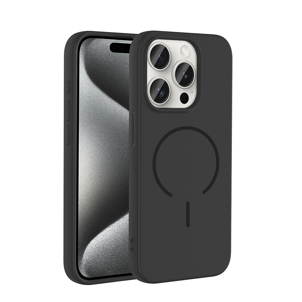 [RNZ-TA129068] Apple iPhone 15 Pro Uyumlu Kılıf M-safe Şarj Özellikli Zore Meta Kapak (Siyah)