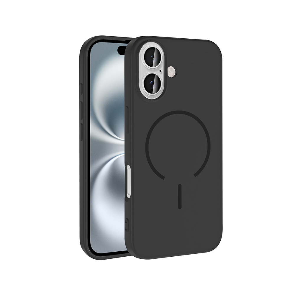 [RNZ-TA129082] Apple iPhone 16 Uyumlu Kılıf M-safe Şarj Özellikli Zore Meta Kapak (Siyah)