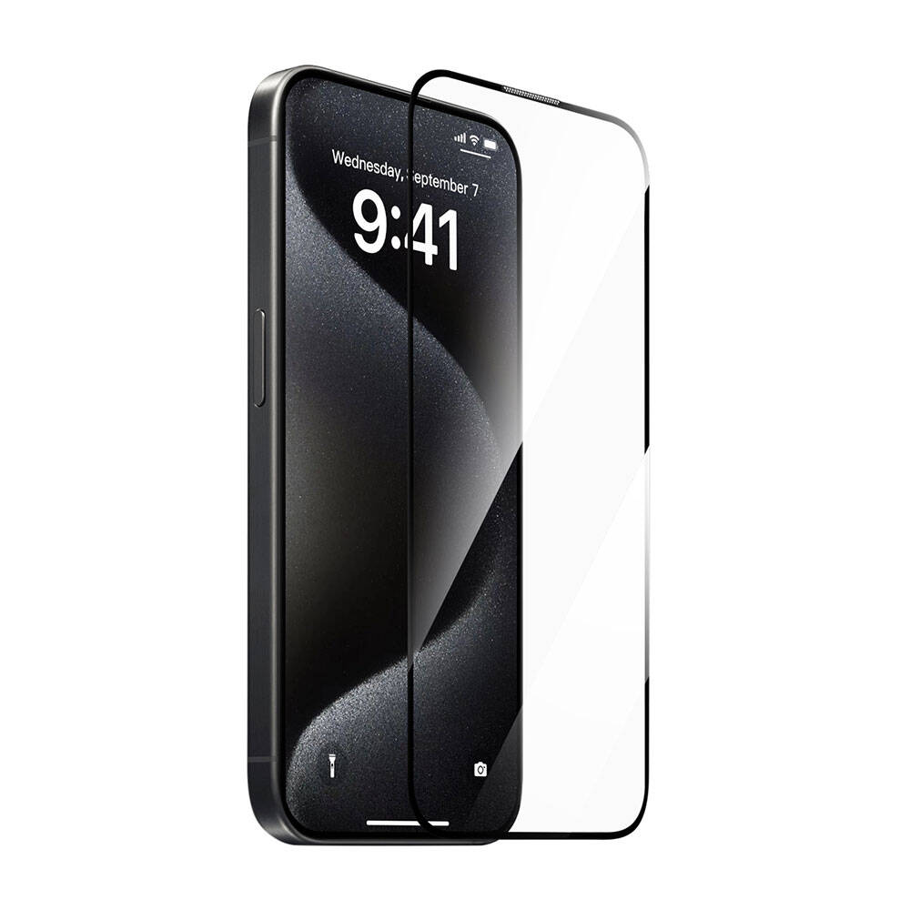 Apple iPhone 15 Pro Max Uyumlu Wiwu GT-008 Polimer Oleofobik Kaplama Şeffaf Pürüzsüz Temperli Cam Ekran Koruyucu 10'lu Paket