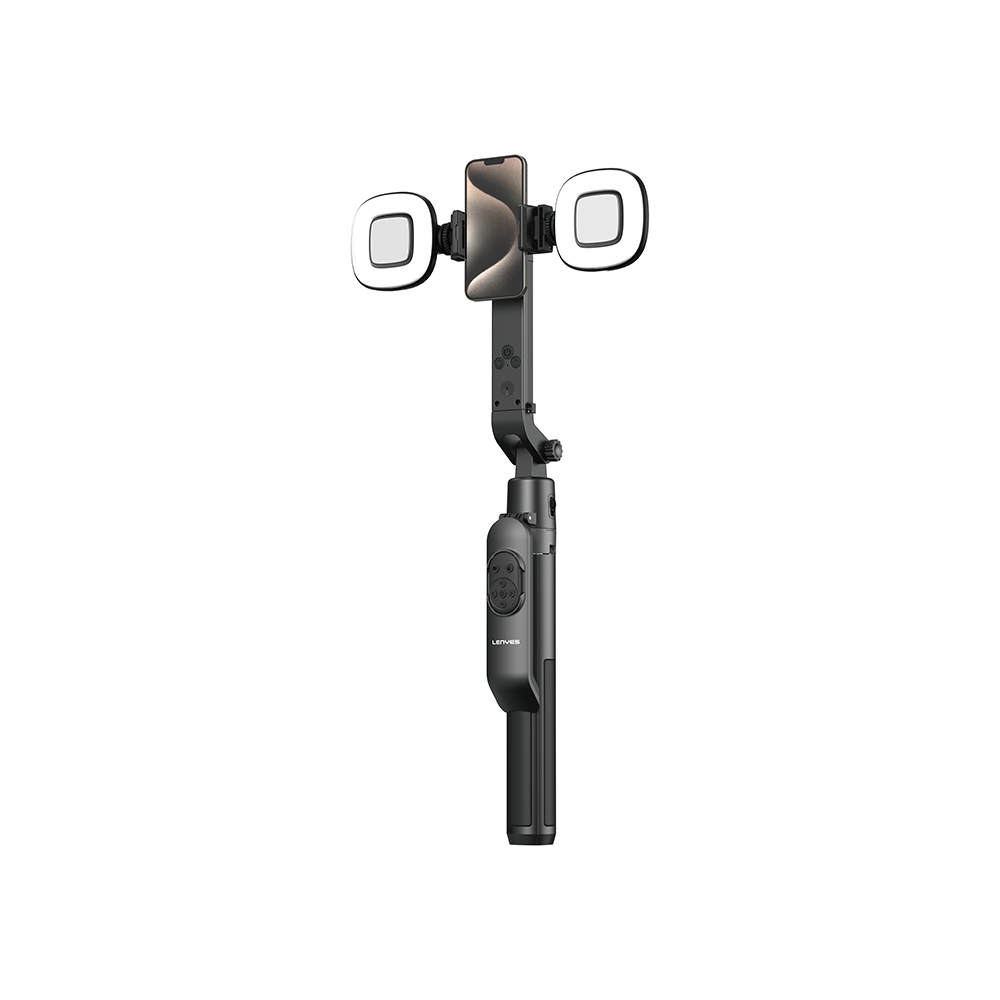[RNZ-TA129128] Lenyes LPH119 Yapay Zeka Destekli Dolgu Işıklı Kumandalı 360 Derece Dönebilen Selfie Çubuğu ve Tripod