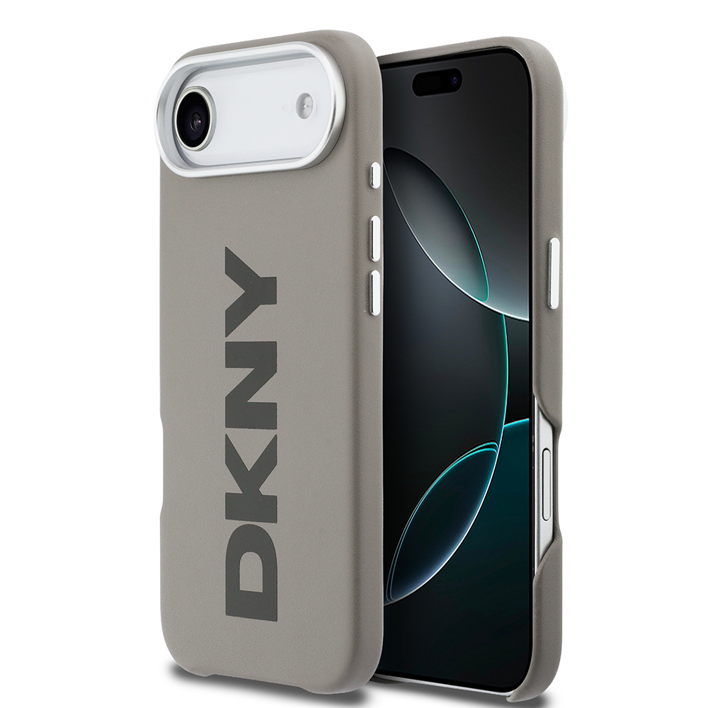 Apple iPhone 17 Air Uyumlu Kılıf DKNY Orjinal Lisanslı M-safe Şarj Özellikli PU Büyük Dikey Logolu Kapak