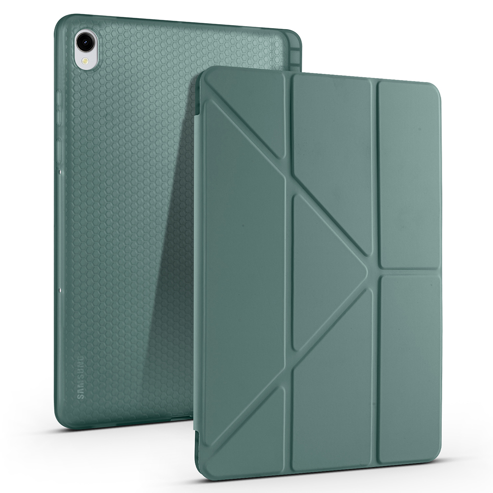 Samsung Galaxy Tab S11 Uyumlu Kılıf Zore Tri Folding Kalem Bölmeli Standlı Kılıf