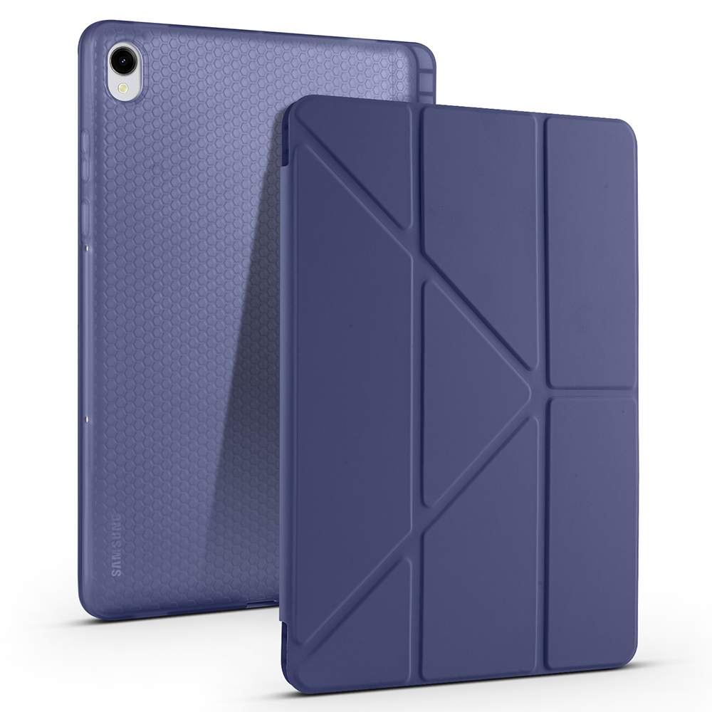 Samsung Galaxy Tab S11 Uyumlu Kılıf Zore Tri Folding Kalem Bölmeli Standlı Kılıf
