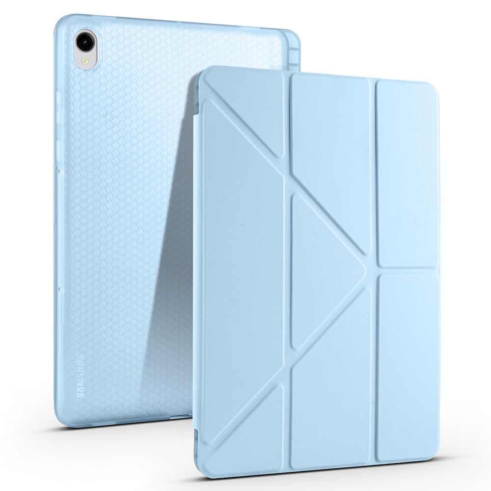 Samsung Galaxy Tab S11 Uyumlu Kılıf Zore Tri Folding Kalem Bölmeli Standlı Kılıf