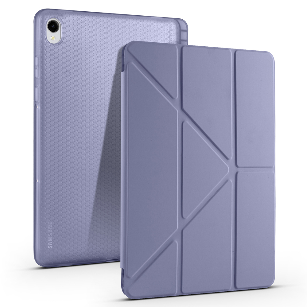 Samsung Galaxy Tab S11 Uyumlu Kılıf Zore Tri Folding Kalem Bölmeli Standlı Kılıf