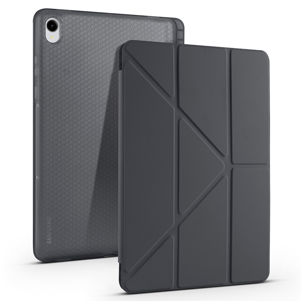 Samsung Galaxy Tab S11 Uyumlu Kılıf Zore Tri Folding Kalem Bölmeli Standlı Kılıf