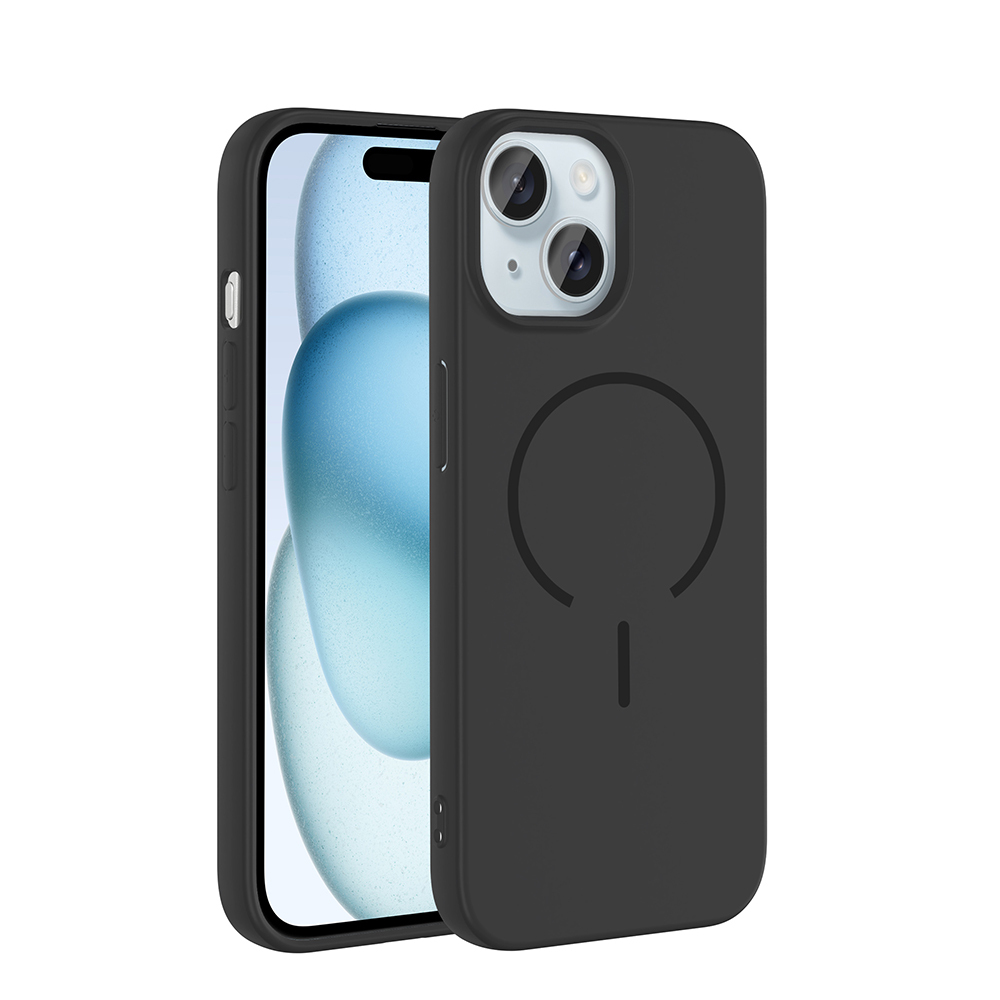 [RNZ-TA129061] Apple iPhone 15 Uyumlu Kılıf M-safe Şarj Özellikli Zore Meta Kapak (Siyah)