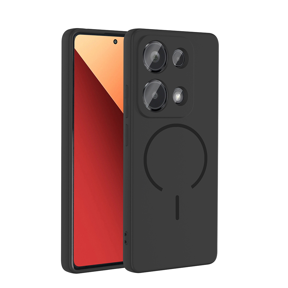 [RNZ-TA128830] Xiaomi Redmi Note 13 Pro 4G Uyumlu Kılıf M-safe Şarj Özellikli Zore Meta Kapak (Siyah)