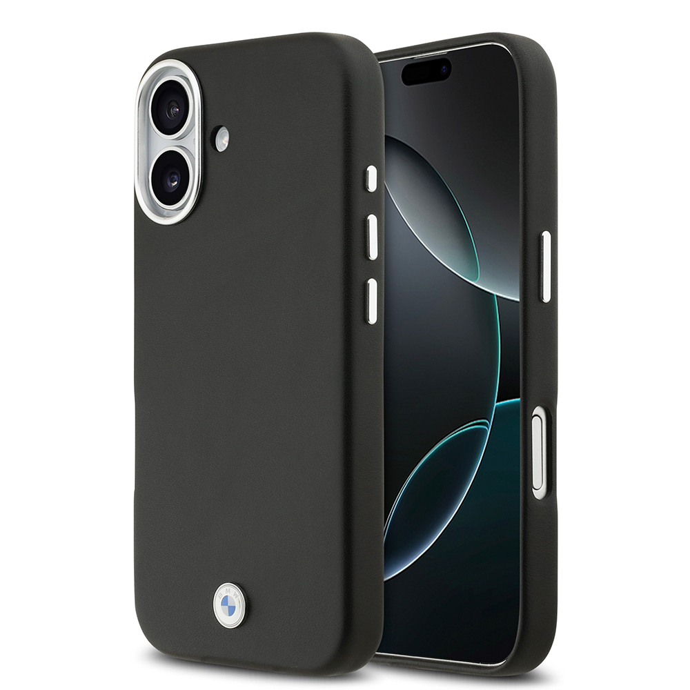 [RNZ-TA127968] Apple iPhone 17 Uyumlu Kılıf BMW Orjinal Lisanslı M-safe Şarj Özellikli Metal Logolu Tam Kaplama Deri Kapak (Siyah)