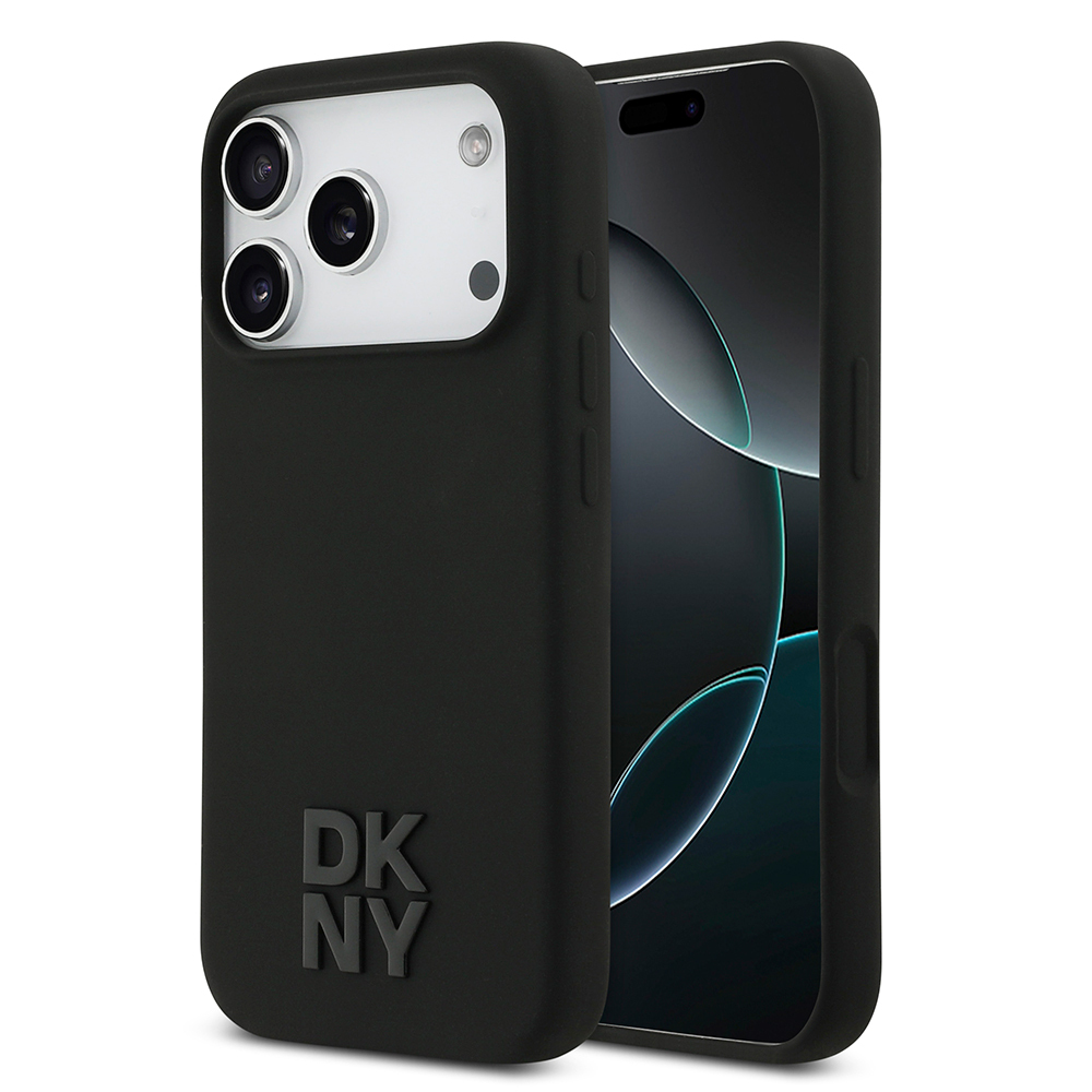 [RNZ-TA127978] Apple iPhone 17 Pro Uyumlu Kılıf DKNY Orjinal Lisanslı M-safe Şarj Özellikli Metal Logolu Silikon Kapak (Siyah)