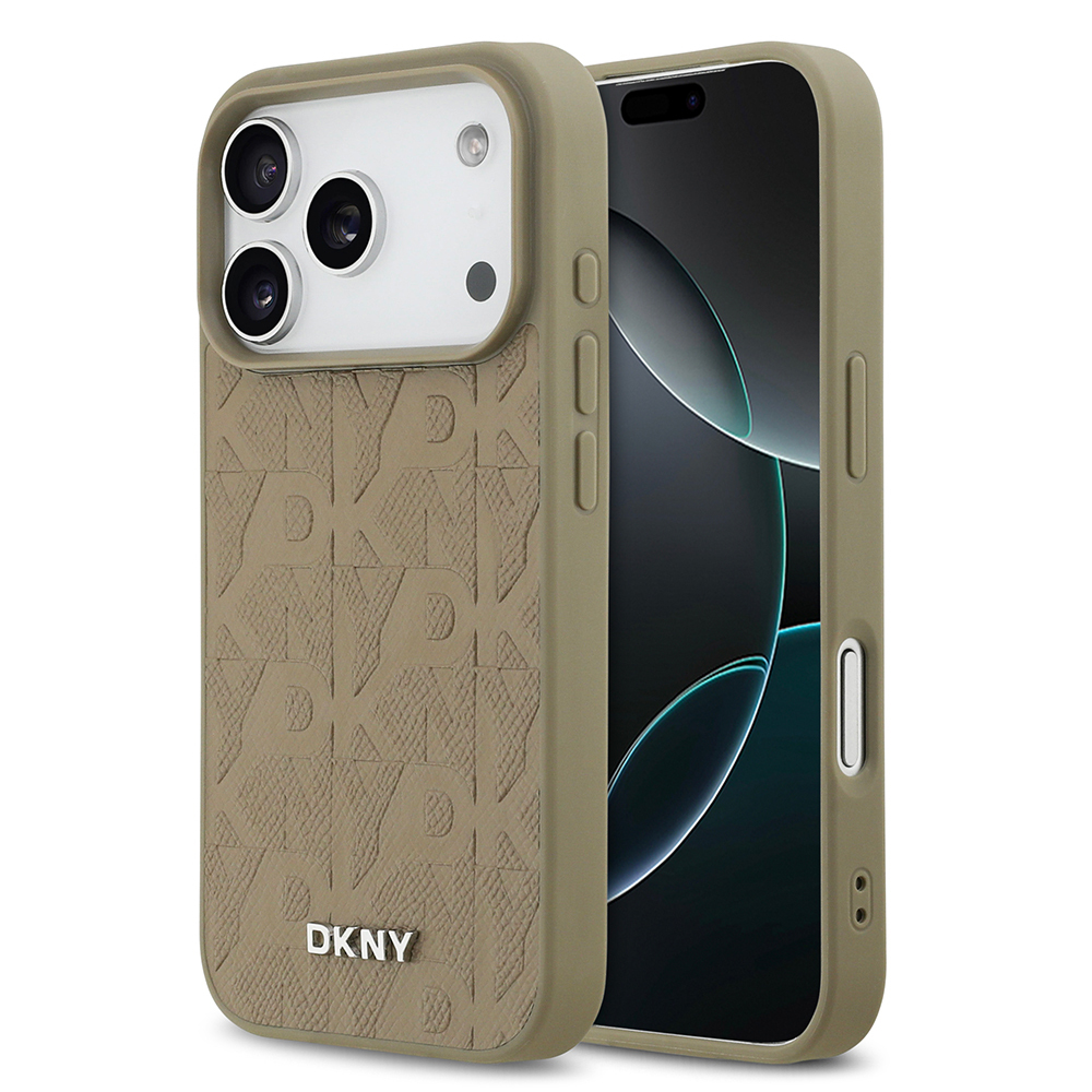 Apple iPhone 17 Pro Uyumlu Kılıf DKNY Orjinal Lisanslı M-safe Şarj Özellikli 3D Yazılı Grid Pattern Kapak