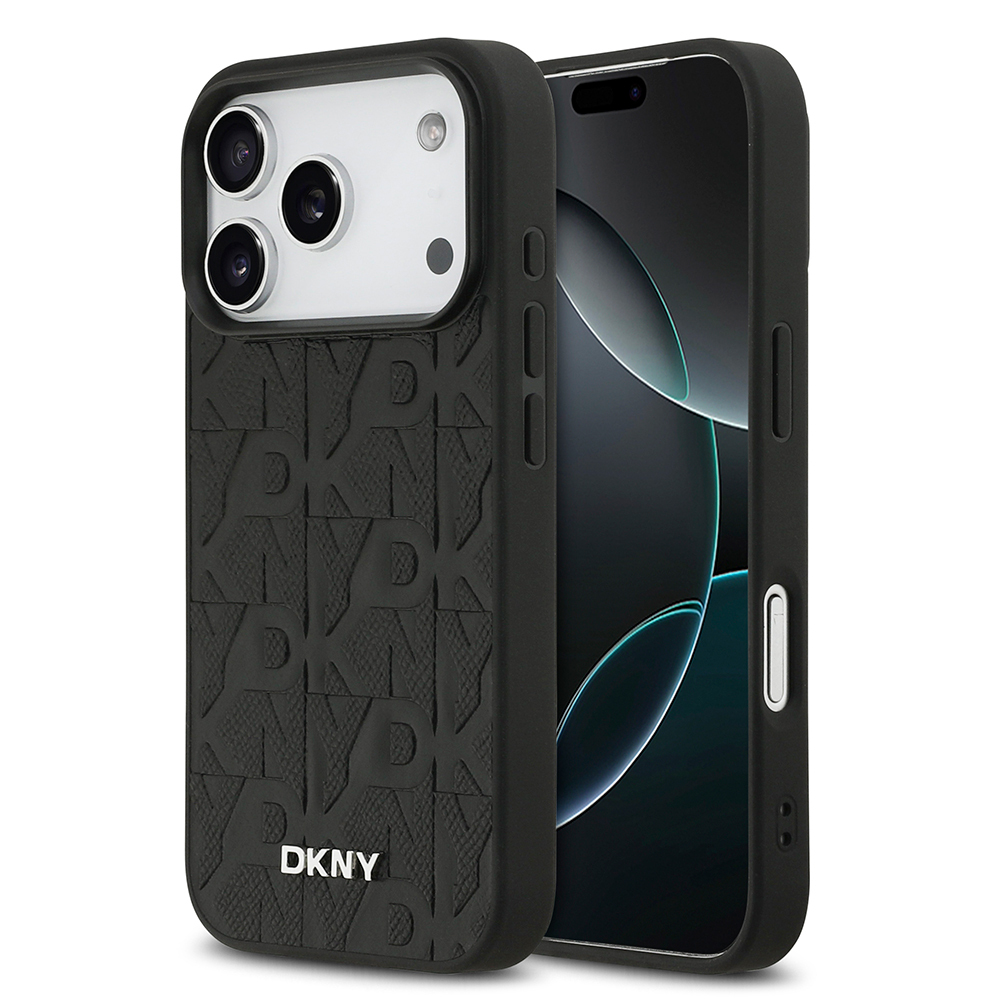 Apple iPhone 17 Pro Uyumlu Kılıf DKNY Orjinal Lisanslı M-safe Şarj Özellikli 3D Yazılı Grid Pattern Kapak