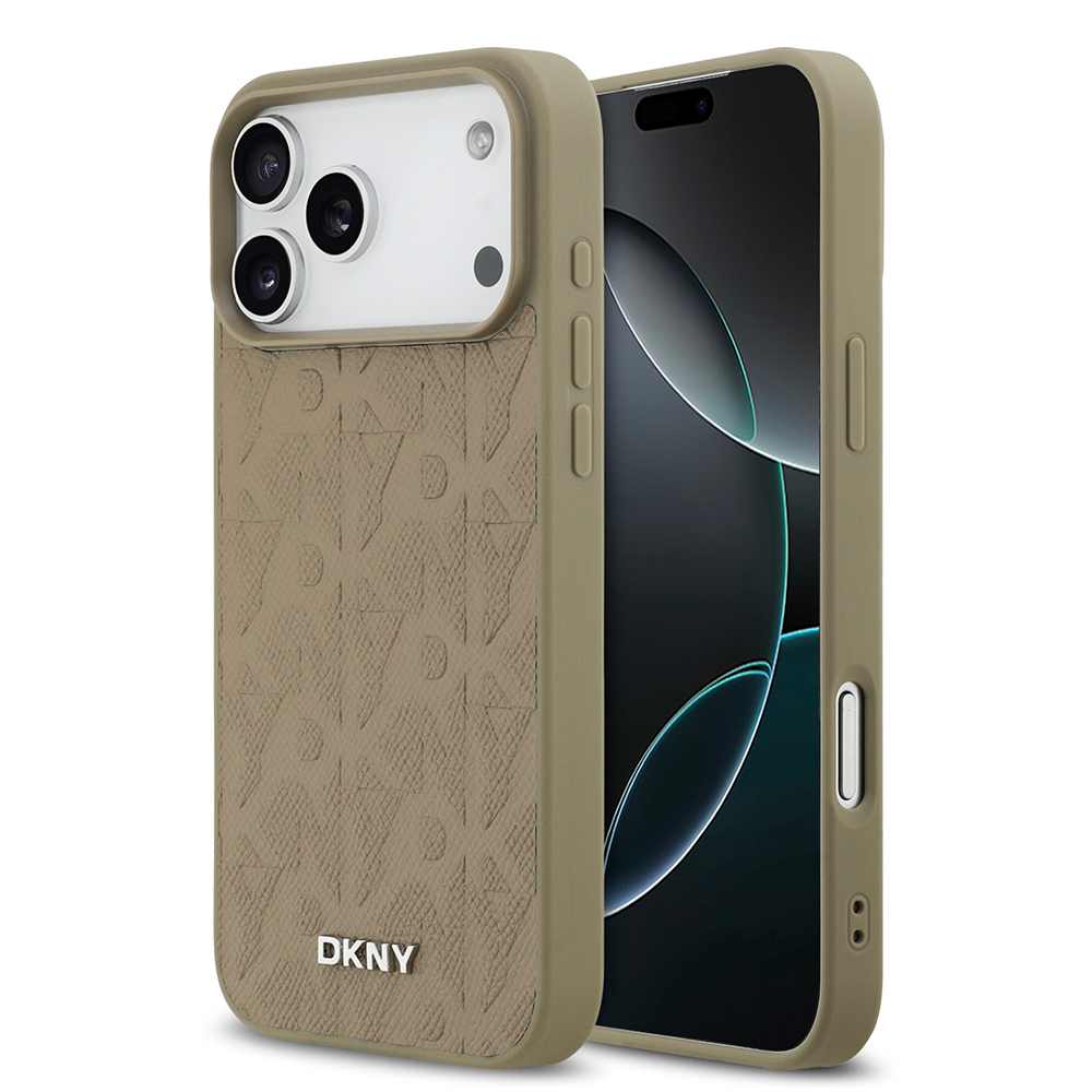 Apple iPhone 17 Pro Max Uyumlu Kılıf DKNY Orjinal Lisanslı M-safe Şarj Özellikli 3D Yazılı Grid Pattern Kapak