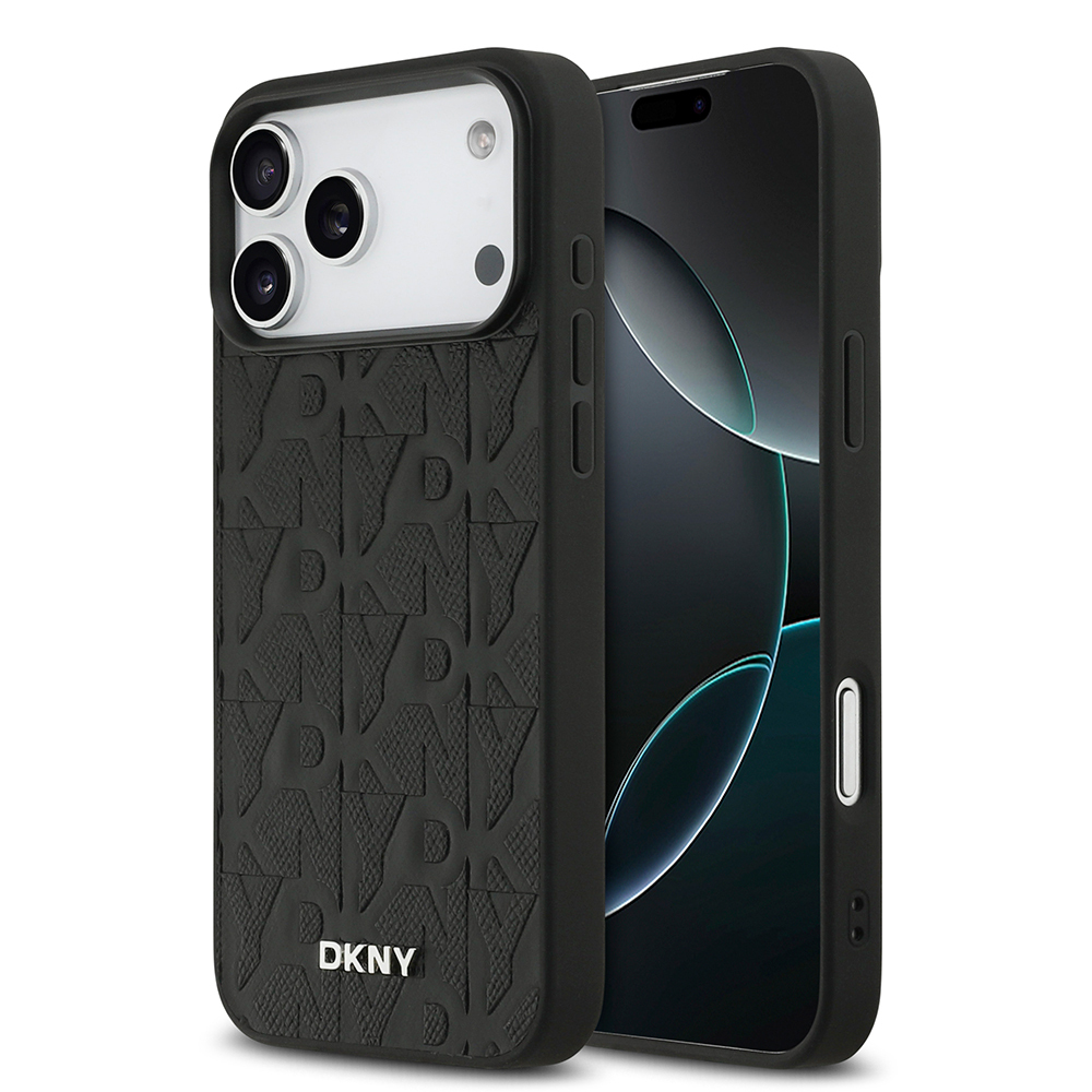 Apple iPhone 17 Pro Max Uyumlu Kılıf DKNY Orjinal Lisanslı M-safe Şarj Özellikli 3D Yazılı Grid Pattern Kapak