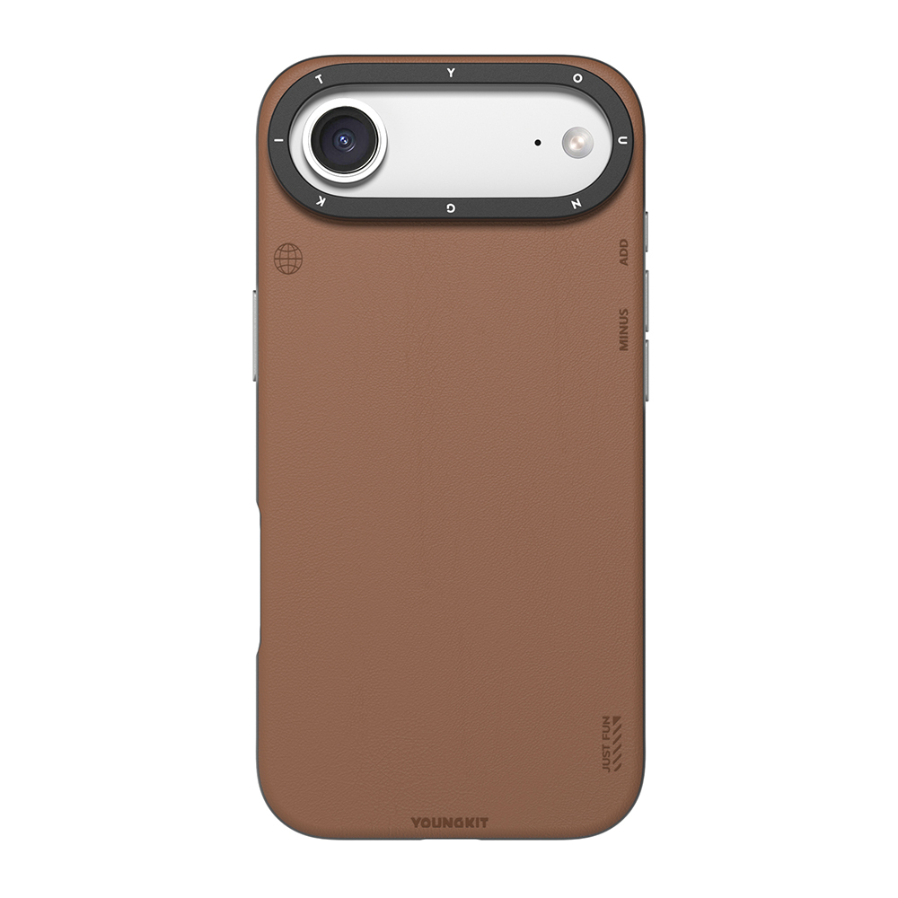 Apple iPhone 17 Air Uyumlu Kılıf M-safe Şarj Özellikli Basit Mat Deri Desenli Youngkit Tech Fashion Serisi Kapak