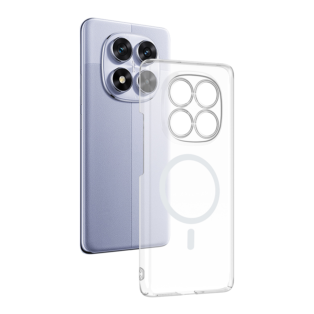 [RNZ-TA129330] Xiaomi Redmi Note 14 Pro 4G Uyumlu Kamera Korumalı M-Safe Şarj Özellikli Şeffaf Zore London Sert PC Kapak