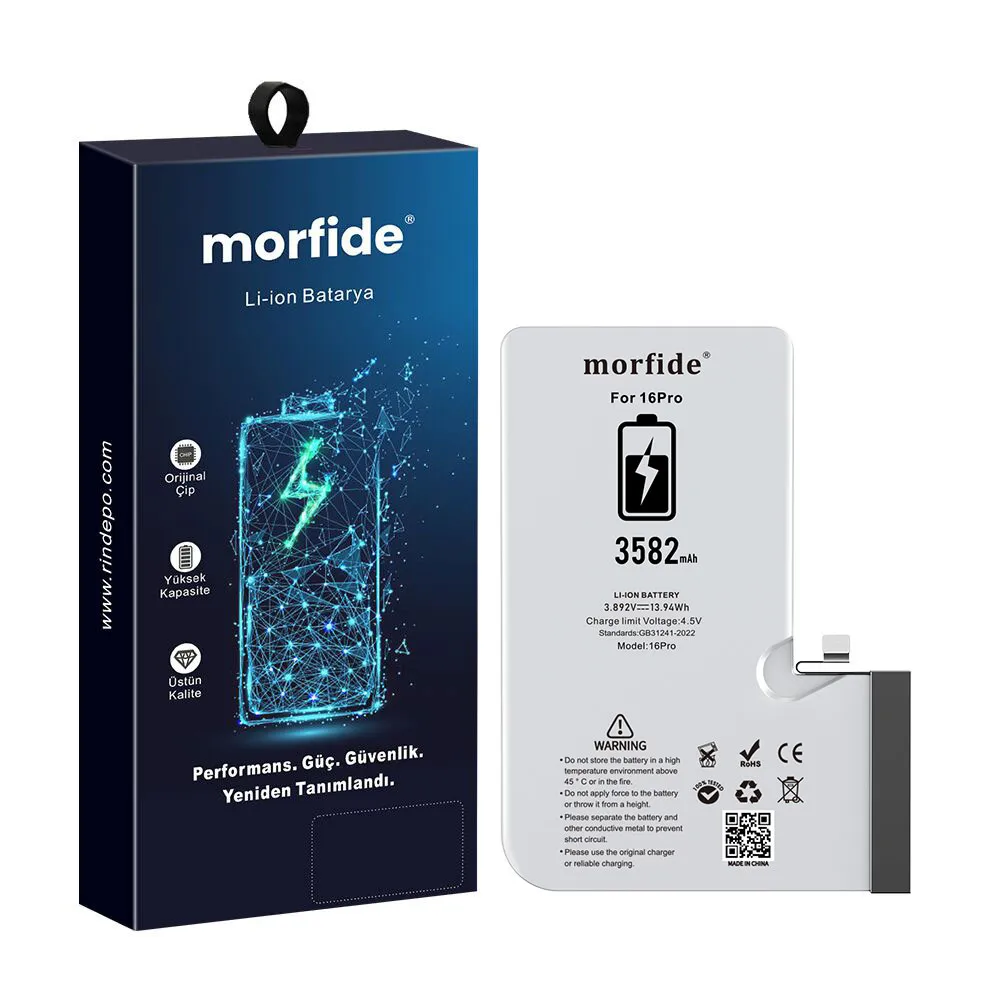 Apple iPhone 16 Pro Uyumlu 3582mAh Yüksek Kapasiteli Batarya - Gelişmiş Akıllı Chip - Pil Sağlığı Destekli - Morfide M-Max