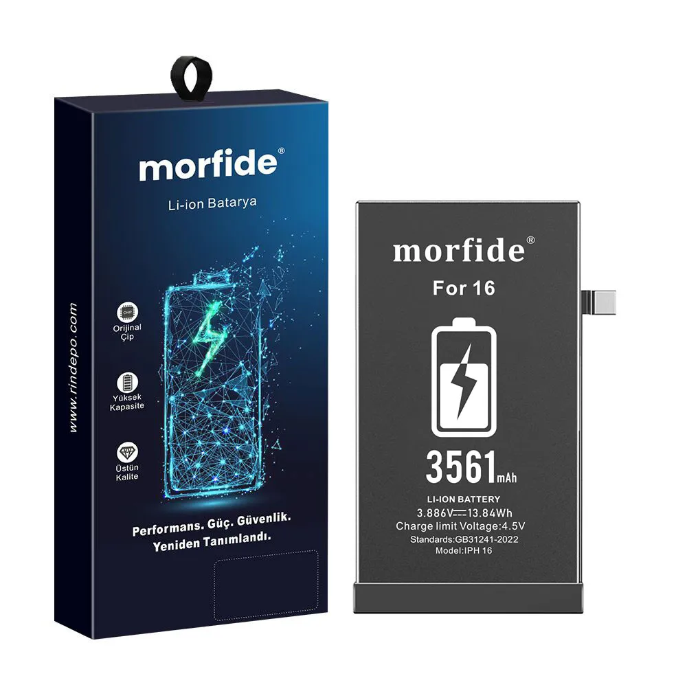 [RN-IP16] Apple iPhone 16 Uyumlu 3561mAh Yüksek Kapasiteli Batarya - Gelişmiş Akıllı Chip - Pil Sağlığı Destekli - Morfide M-Max