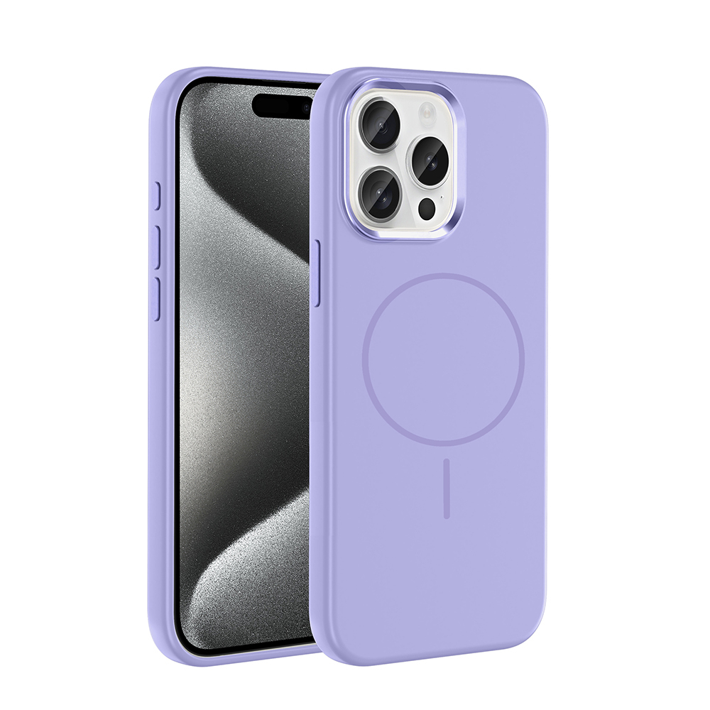 Apple iPhone 15 Pro Max Uyumlu Kılıf M-Safe Şarj Özellikli Metal Kamera Çerçeveli Zore Edi Silikon Kapak