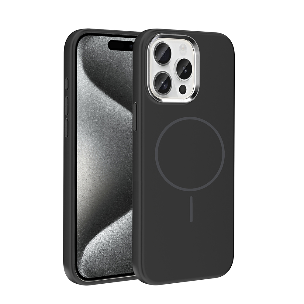 Apple iPhone 15 Pro Max Uyumlu Kılıf M-Safe Şarj Özellikli Metal Kamera Çerçeveli Zore Edi Silikon Kapak