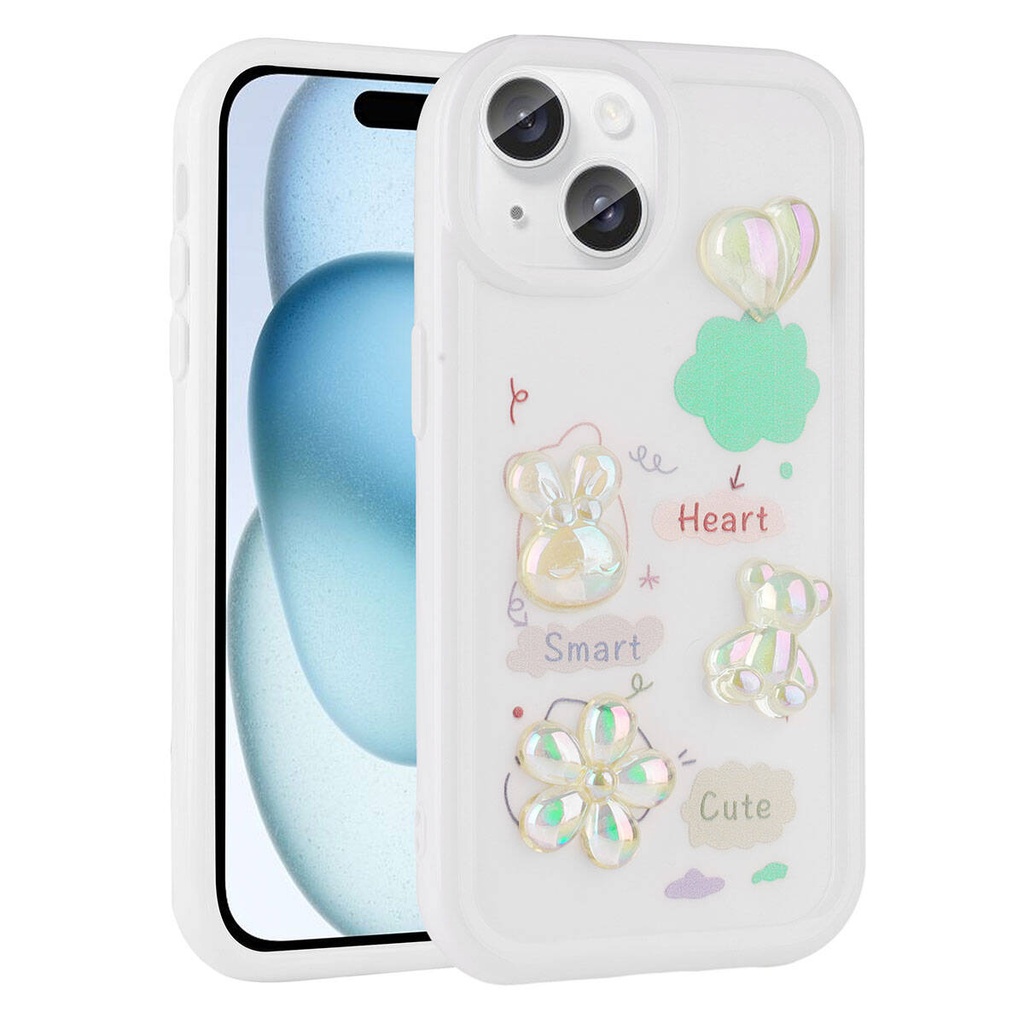 Apple iPhone 14 Uyumlu Kılıf Kabartma Figürlü Parlak Zore Toys Silikon Kapak