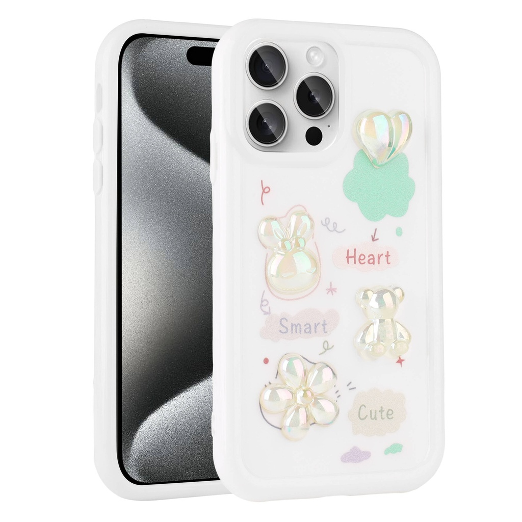 Apple iPhone 14 Pro Uyumlu Kılıf Kabartma Figürlü Parlak Zore Toys Silikon Kapak