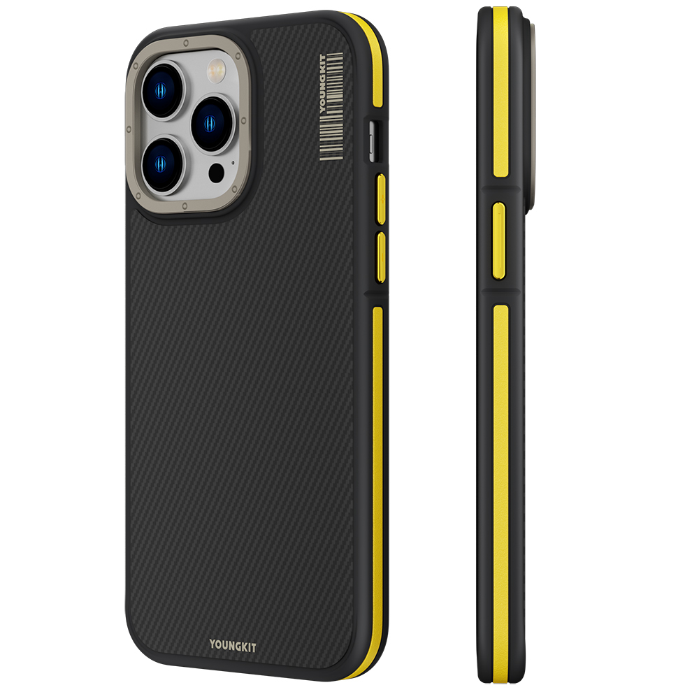 Apple iPhone 13 Pro Uyumlu Kılıf M-safe Şarj Özellikli YoungKit 600D Kevlar Kapak