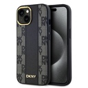 Apple iPhone 15 Uyumlu Kılıf DKNY Orjinal Lisanslı M-safe Şarj Özellikli 3D Yazılı Checkered Pattern Kapak
