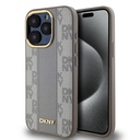 Apple iPhone 15 Pro Uyumlu Kılıf DKNY Orjinal Lisanslı M-safe Şarj Özellikli 3D Yazılı Checkered Pattern Kapak