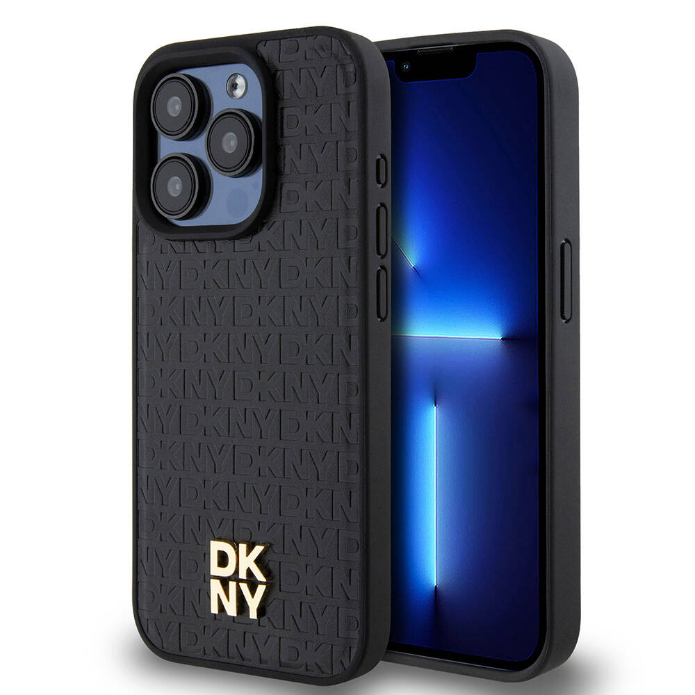 [RNZ-TA109337] Apple iPhone 15 Pro Uyumlu Kılıf DKNY Orjinal Lisanslı M-safe Şarj Özellikli 3D Yazılı Repeat Pattern Kapak