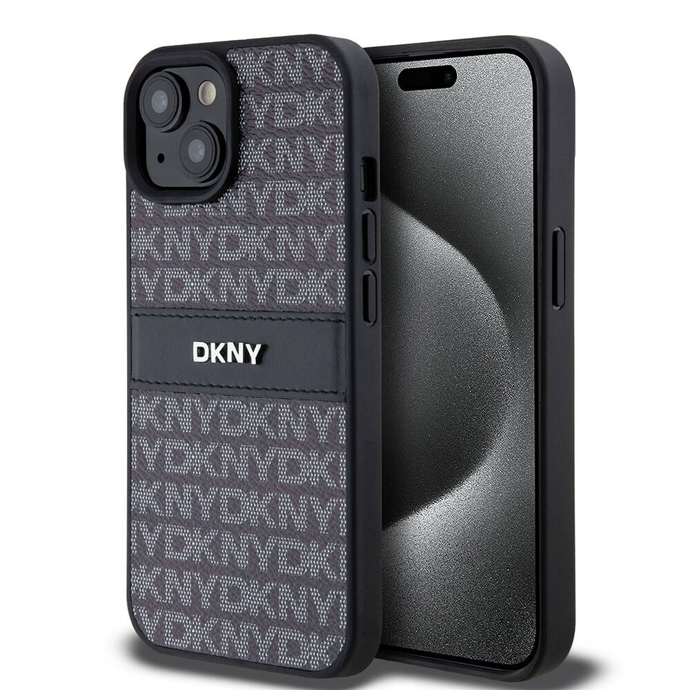 [RNZ-TA109339] Apple iPhone 15 Uyumlu Kılıf DKNY Orjinal Lisanslı 3D Yazılı Repeat Texture Pattern Kapak
