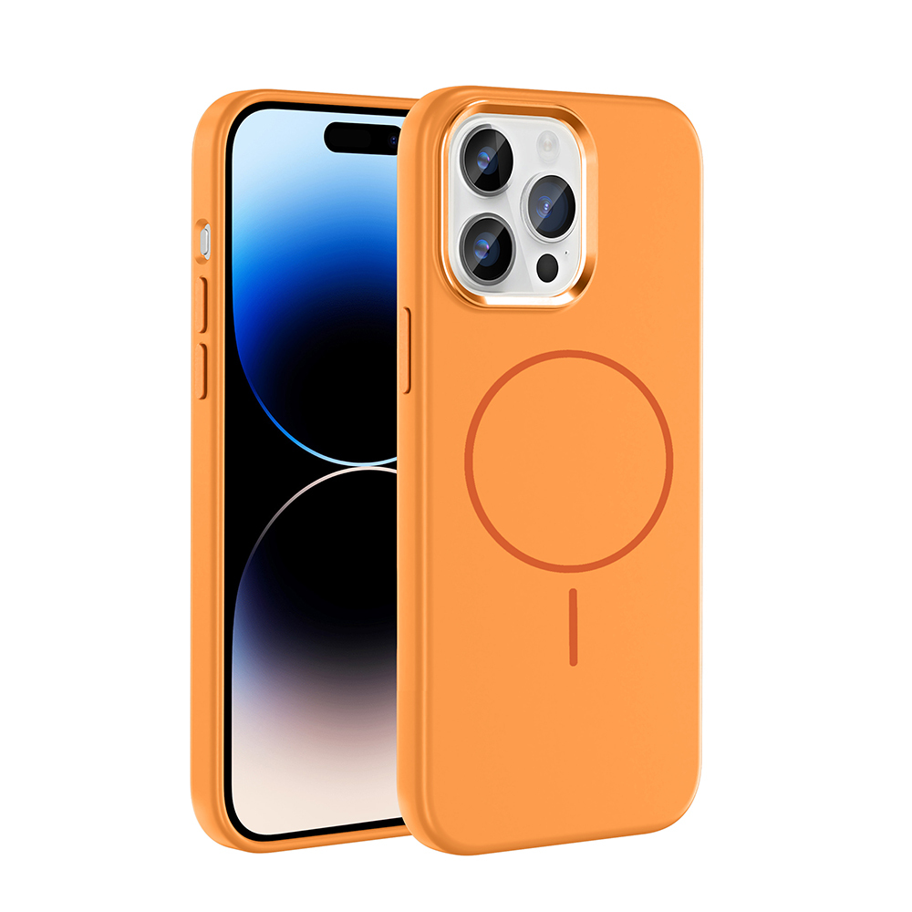 Apple iPhone 14 Pro Max Uyumlu Kılıf M-Safe Şarj Özellikli Metal Kamera Çerçeveli Zore Edi Silikon Kapak