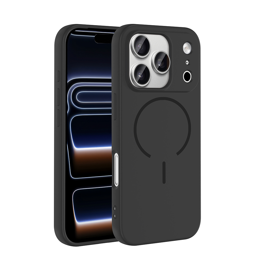 [RNZ-TA128399] Apple iPhone 17 Pro Max Uyumlu Kılıf M-safe Şarj Özellikli Zore Meta Kapak (Siyah)