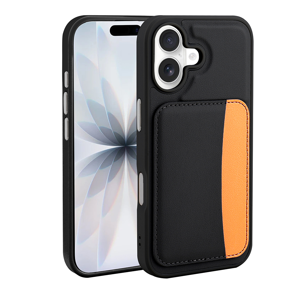 [RNZ-TA128482] Apple iPhone 16 Uyumlu Kılıf Kartlıklı Zore X-Kart Silikon Kapak (Siyah)