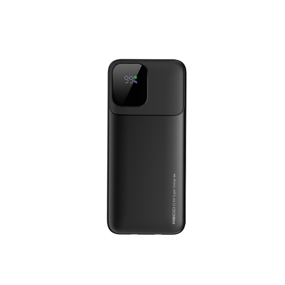 [RNZ-TA128013] Recci RPB-P67 PD 20W Dijital LED Göstergeli Hızlı Şarj Özellikli Type-C ve Lightning Kablolu Powerbank 22.5W 10000mAh