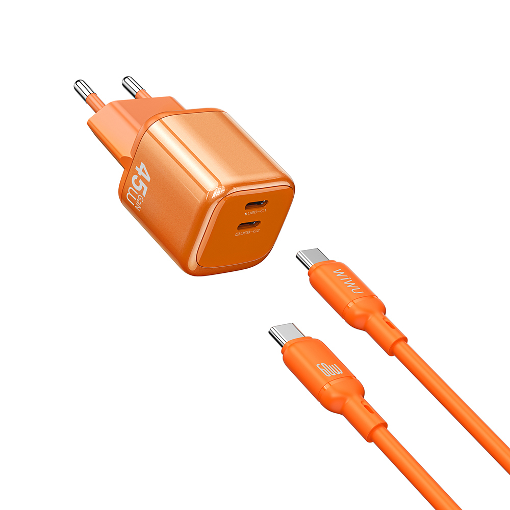 [RNZ-TA128037] Wiwu Wi-G025 Cube Serisi Type-C to Type-C GaN Tech Hızlı Şarj Özellikli Kablolu Şarj Seti 47W