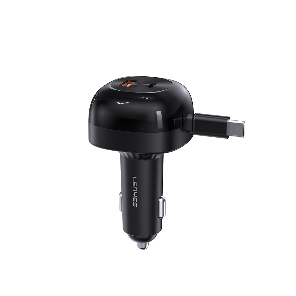 [RNZ-TA128030] Lenyes CA59 Type-C Kablolu Hızlı Şarj Özellikli Type-C + USB-A Portlu Araç Şarj Aleti PD 60W