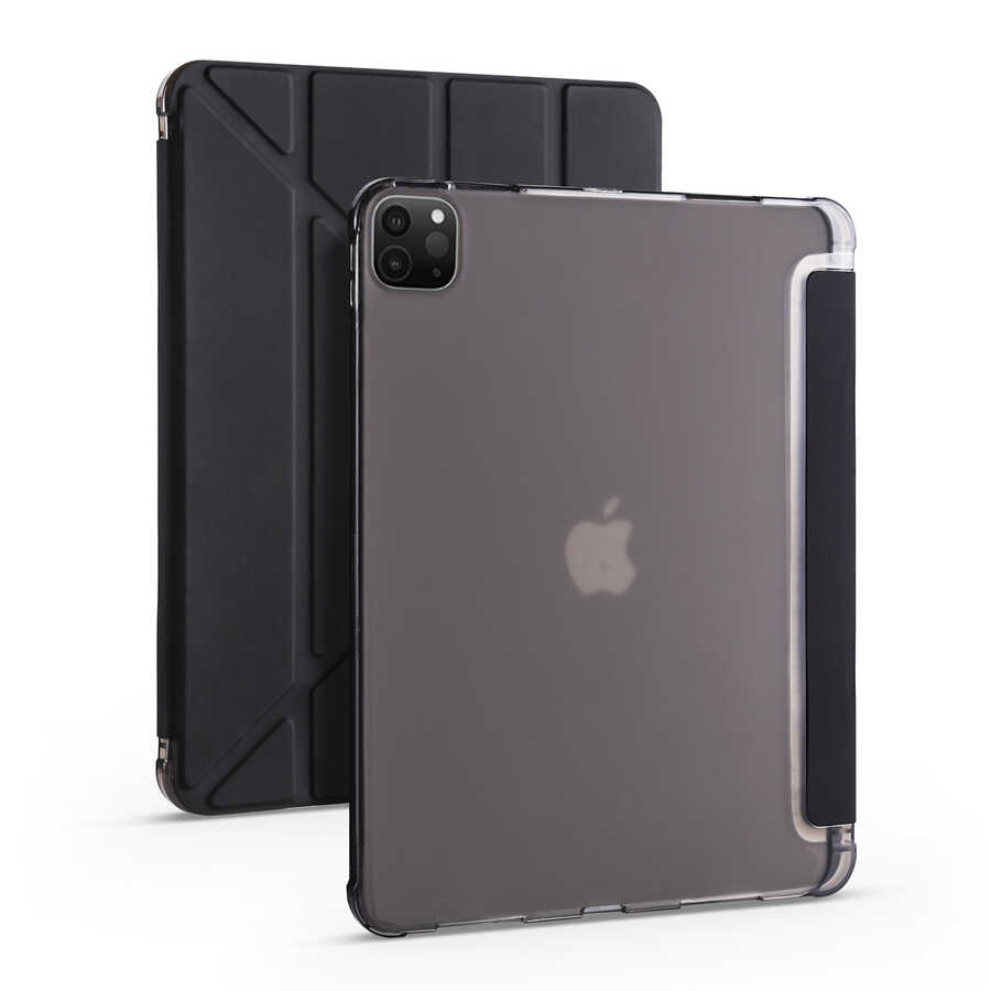 Apple iPad Pro 12.9 2020 (4.Nesil) Uyumlu Kılıf Zore Tri Folding Kalem Bölmeli Standlı Kılıf