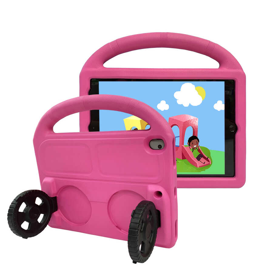 Apple iPad 10.2 (8.Nesil) Uyumlu Zore Wheel Car Tekerlek Standlı Tablet Eva Silikon Kılıf