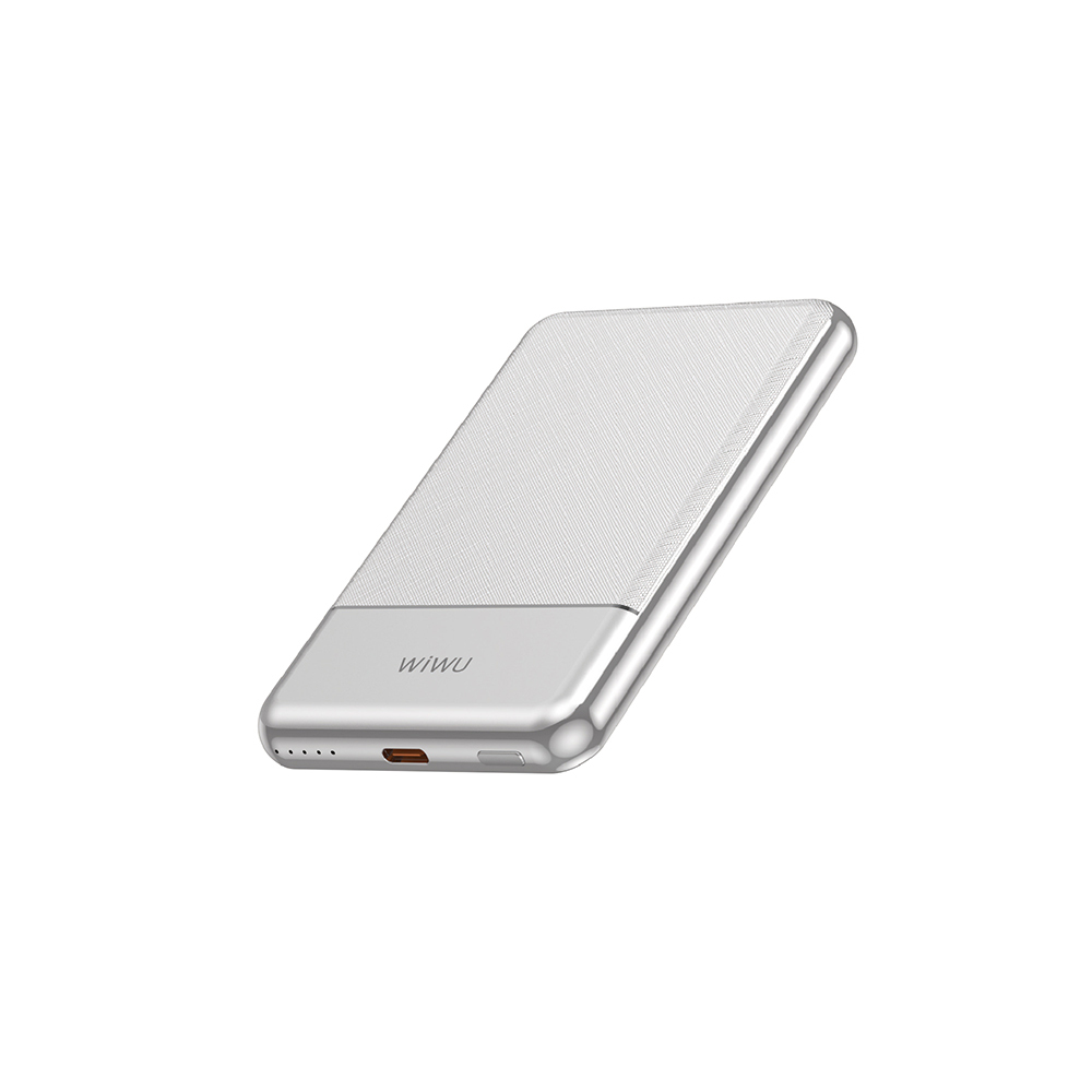 [RNZ-TA127954] Wiwu Wi-P088 LED Işık Göstergeli PD 20W Kablosuz Powerbank 5000mAh 15W (Gümüş)