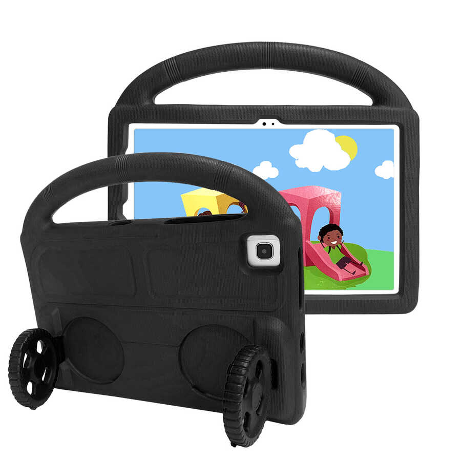 Samsung Galaxy T720 Tab S5E Uyumlu Zore Wheel Car Tekerlek Standlı Tablet Eva Silikon Kılıf