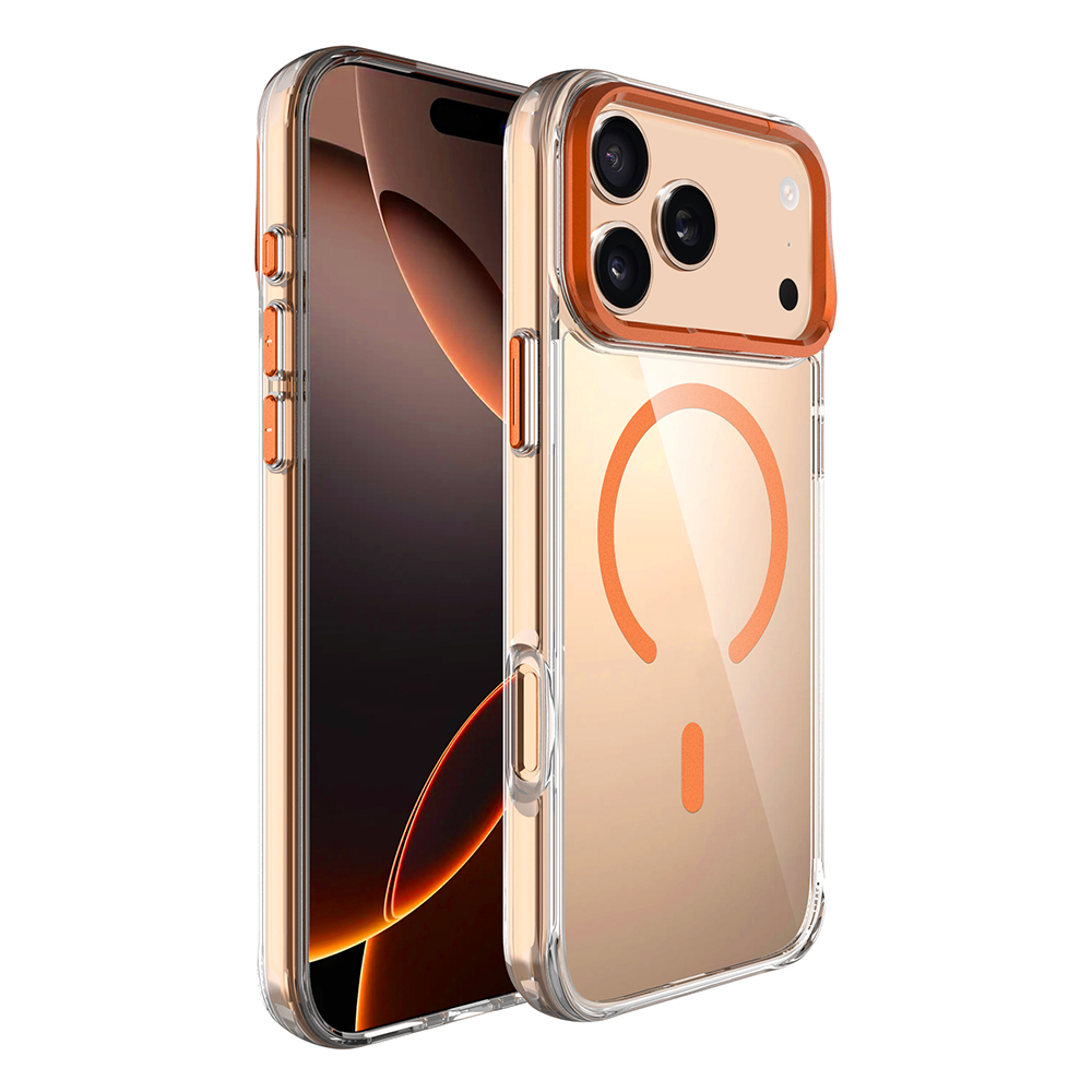 Apple iPhone 17 Pro Max Uyumlu Kılıf M-safe Şarj Özellikli Airbagli Kamera Standlı Zore Azor Kapak